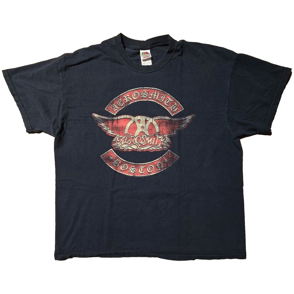 VTG Aerosmith Boston Shirt Mens 2X 2006 Biker Motorcycle Club Rocker Patch Style